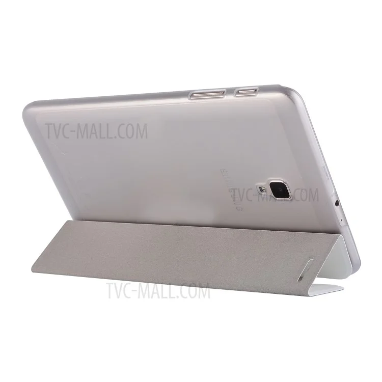 Silk Texture Tri-fold Stand Leather Cover for Samsung Galaxy Tab A 8.0 (2017) T380 T385 - White