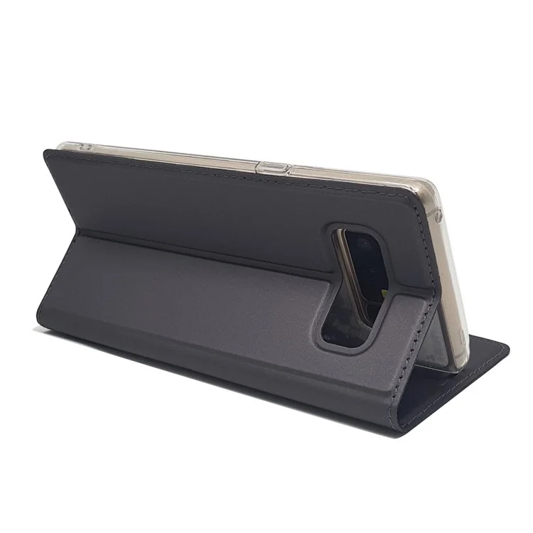 Magnetic Leather Card Holder Case for Samsung Galaxy Note 8 SM-N950 - Black