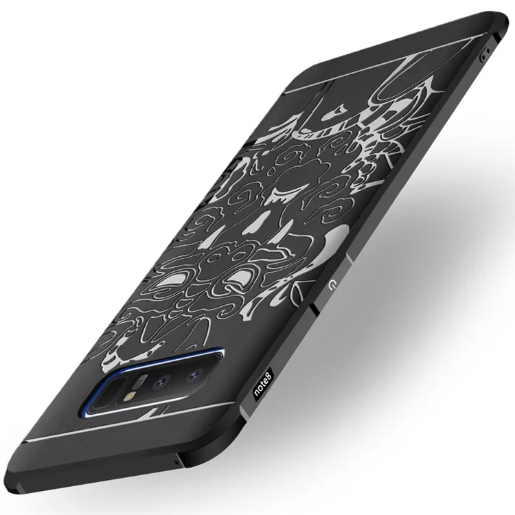 Wrapped Edges Drop-proof TPU Back Case for Samsung Galaxy Note 8 SM-N950 - Black / Dragon