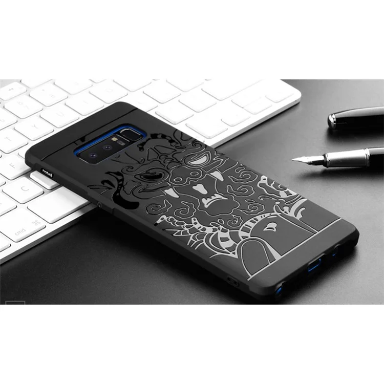 Wrapped Edges Drop-proof TPU Back Case for Samsung Galaxy Note 8 SM-N950 - Black / Dragon