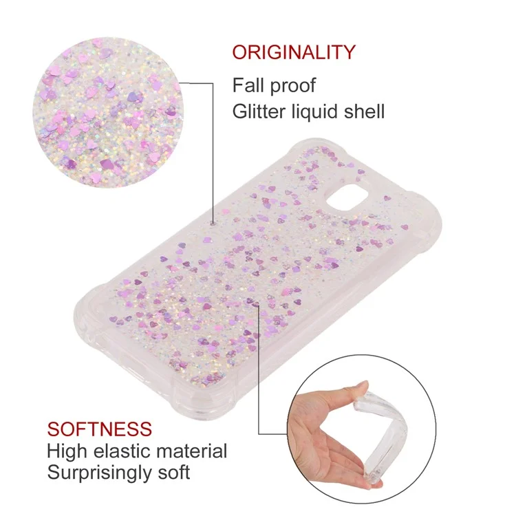 Dynamic Liquid Glitter Sequins Shockproof TPU Phone Case for Samsung Galaxy J5 (2017) EU Version/J5 Pro (2017) - Rose