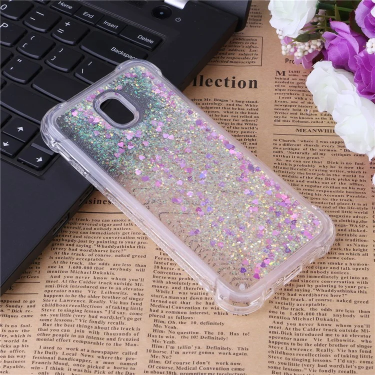 Dynamic Liquid Glitter Sequins Shockproof TPU Phone Case for Samsung Galaxy J5 (2017) EU Version/J5 Pro (2017) - Rose