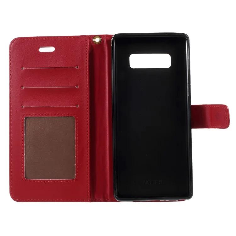 For Samsung Galaxy Note 8 N950 Crocodile Texture PU Leather Wallet Case with Strap - Red