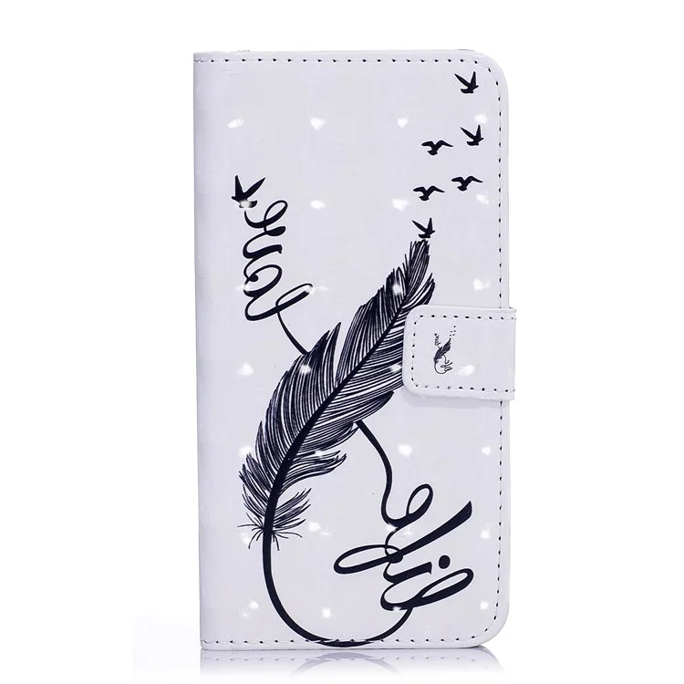 Light Spot Leather Wallet Embossed Shell for Samsung Galaxy J5 Pro (2017)/J5 (2017) EU Version - Black Feather