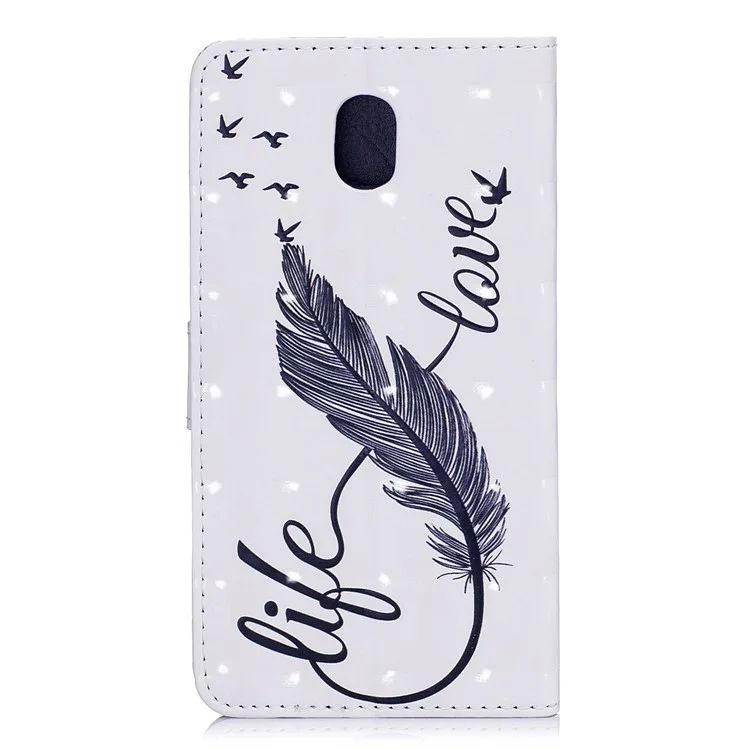 Light Spot Leather Wallet Embossed Shell for Samsung Galaxy J5 Pro (2017)/J5 (2017) EU Version - Black Feather