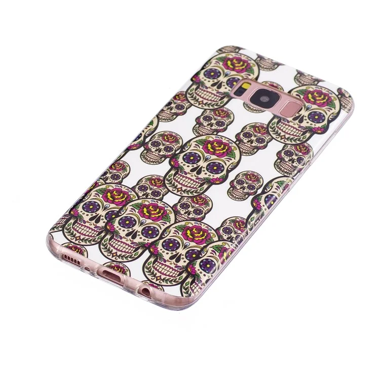 For Samsung Galaxy S8 G950 Luminous IMD Patterned Soft TPU Cell Phone Gel Case - Skulls