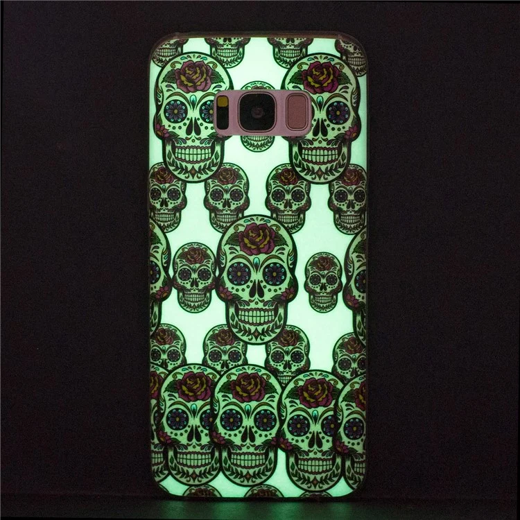 For Samsung Galaxy S8 G950 Luminous IMD Patterned Soft TPU Cell Phone Gel Case - Skulls