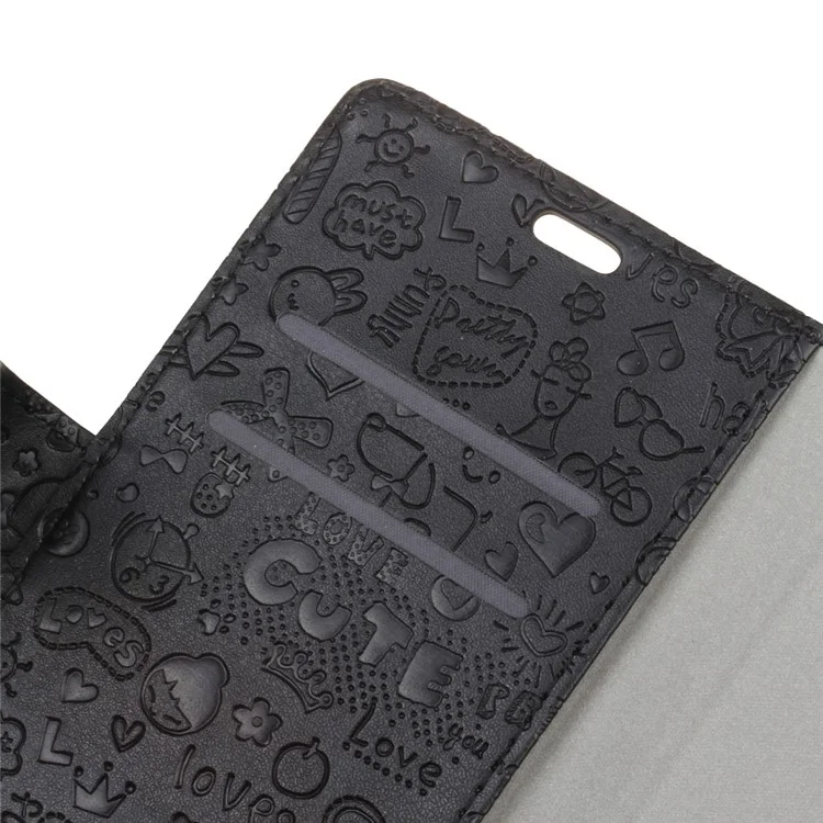 Cartoon Graffiti Wallet Stand Leather Case for Samsung Galaxy A8 (2018) - Black