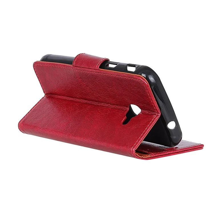 For Samsung Galaxy Xcover 4 Textured Split Leather Stand Phone Case Phone Cover - Red