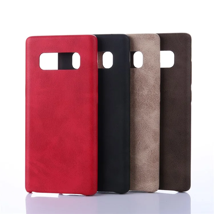 For Samsung Galaxy Note 8 N950 Retro Style Crazy Horse PU Leather Coated Plastic Cell Phone Back Case - Black