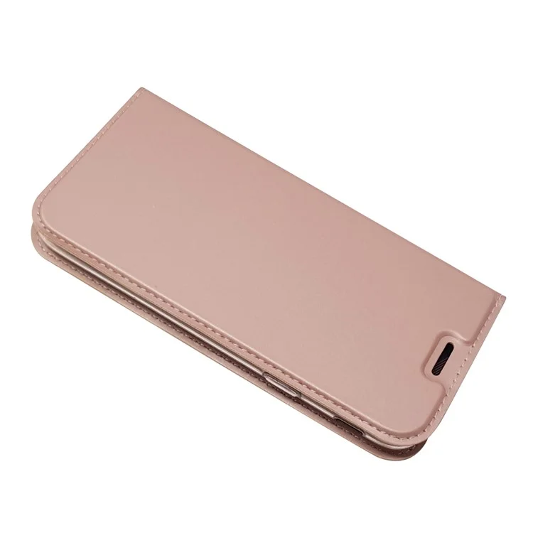 Porte-cartes En Cuir Magnétique Couverture De Support Pour Samsung Galaxy J3 (2017) Version De L'UE / J3 PRO (2017) - Or Rose