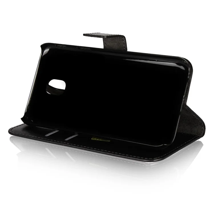 Crazy Horse Leather Wallet Stand Mobile Case for Samsung Galaxy J5 (2017) EU Version / J5 Pro (2017) - Black