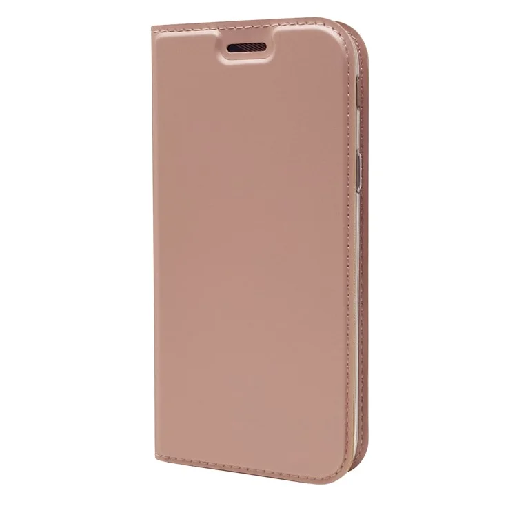 Magnetic Leather Card Holder Cover for Samsung Galaxy J7 (2017) / J7 Pro (2017) EU Version - Rose Gold