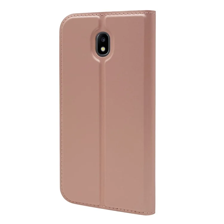 Couvercle du Support de Carte en Cuir Magnétique Pour Samsung Galaxy J7 (2017) / J7 Pro (2017) Version de L'ue - or Rose