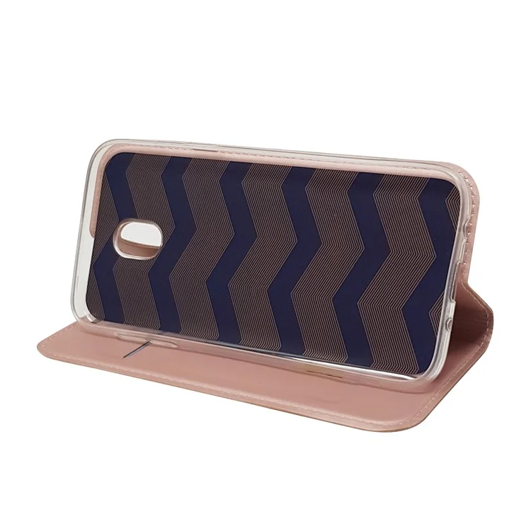 Coperchio Del Supporto Per Schede in Pelle Magnetica Per Samsung Galaxy J7 (2017) / J7 Pro (2017) Versione ue - Oro Rosa