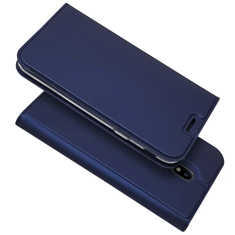Magnetic Leather Card Slot Case for Samsung Galaxy J7 (2017) / J7 Pro (2017) EU Version - Dark Blue