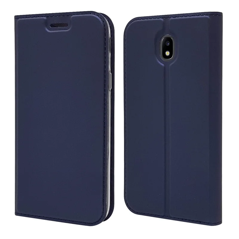 Magnetic Leather Card Slot Case for Samsung Galaxy J7 (2017) / J7 Pro (2017) EU Version - Dark Blue