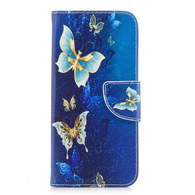 Cas De Protection En Cuir À Motifs Avec Stand Pour Samsung Galaxy A8 (2018) - Beaux Papillons