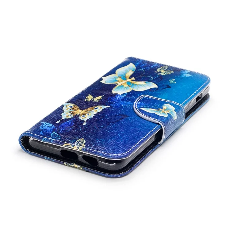 Patterned Leather Protective Case with Stand for Samsung Galaxy A8 (2018) - Beautiful Butterflies