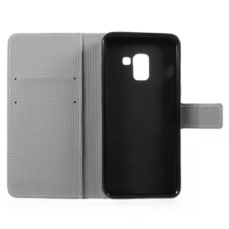 Pattern Printing PU Leather Magnetic Wallet Protective Phone Shell with Stand for Samsung Galaxy A8 (2018) - Peach Flower