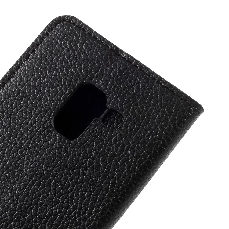 Litchi Grain PU Leather Wallet Case for Samsung Galaxy A8 (2018) - Black