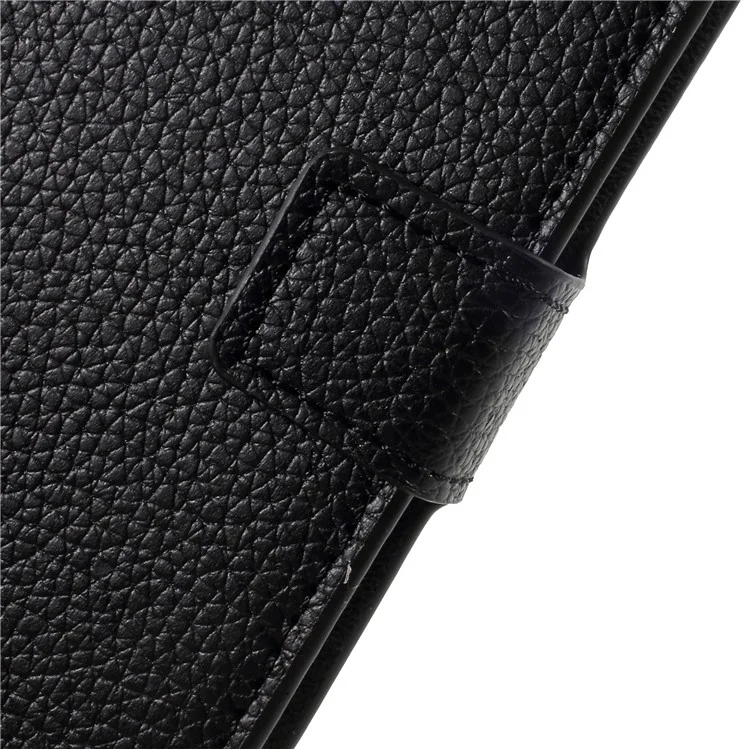 Litchi Grain PU Leather Wallet Case for Samsung Galaxy A8 (2018) - Black