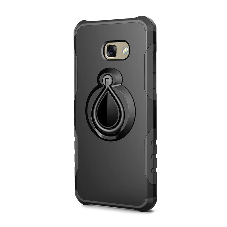 360° Rotating Kickstand PC + TPU Hybrid Case for Samsung Galaxy A5 (2017) SM-A520F (Built-in Metal Sheet) - Black