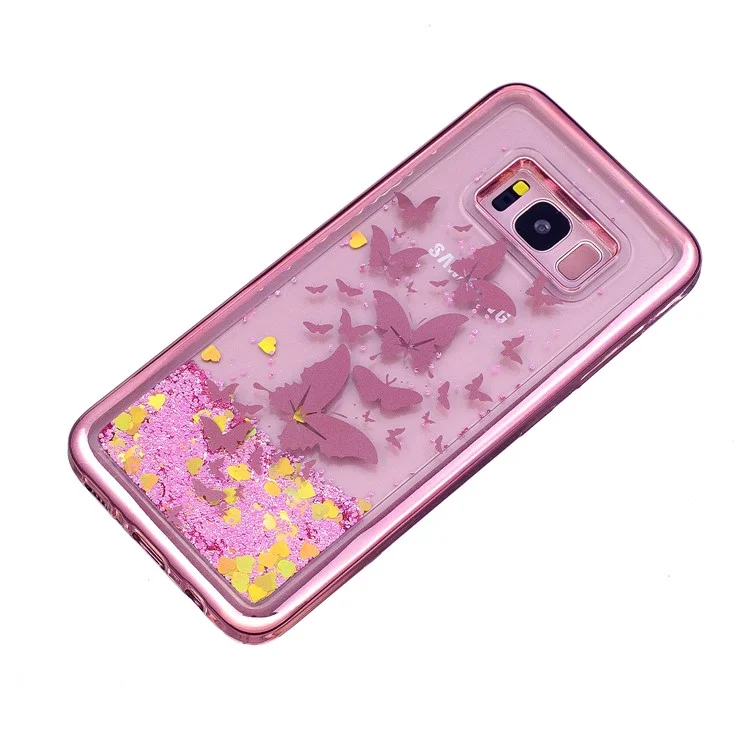 Dynamic Glitter Powder Quicksand Plated TPU Casing for Samsung Galaxy S8 G950 - Butterflies