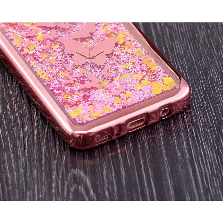 Dynamic Glitter Powder Quicksand Plated TPU Casing for Samsung Galaxy S8 G950 - Butterflies