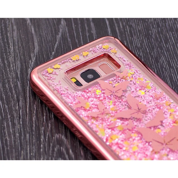 Dynamic Glitter Powder Quicksand Plated TPU Casing for Samsung Galaxy S8 G950 - Butterflies