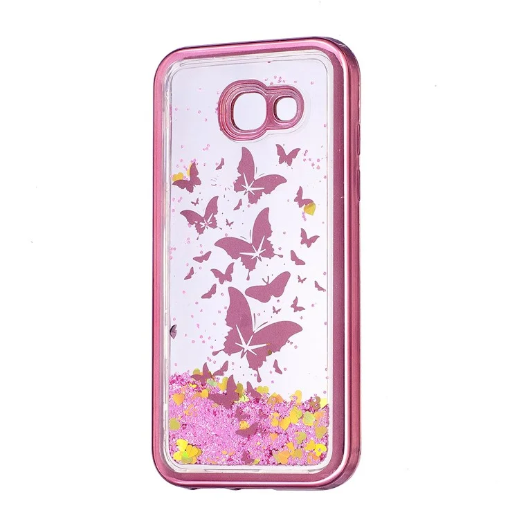 Floating Glitter Powder Quicksand Electroplated TPU Mobile Casing for Samsung Galaxy A5 (2017) SM-A520 - Butterflies