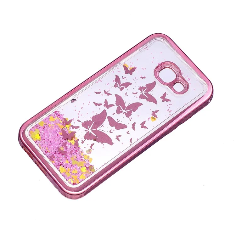Floating Glitter Powder Quicksand Electroplated TPU Mobile Casing for Samsung Galaxy A5 (2017) SM-A520 - Butterflies