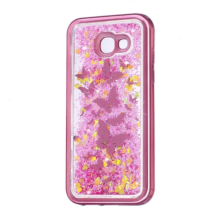 Floating Glitter Powder Quicksand Electroplated TPU Mobile Casing for Samsung Galaxy A5 (2017) SM-A520 - Butterflies