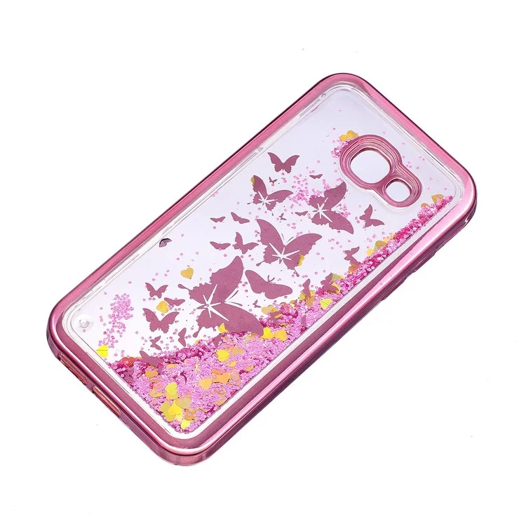Floating Glitter Powder Quicksand Electroplated TPU Mobile Casing for Samsung Galaxy A5 (2017) SM-A520 - Butterflies