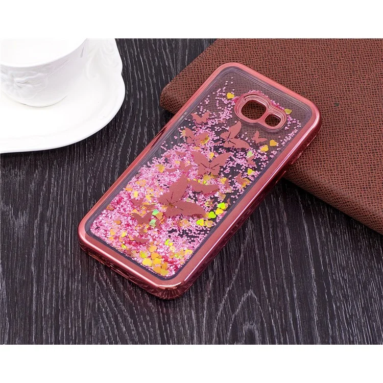 Floating Glitter Powder Quicksand Electroplated TPU Mobile Casing for Samsung Galaxy A5 (2017) SM-A520 - Butterflies