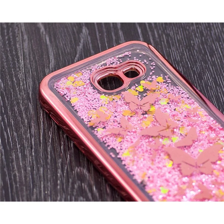 Floating Glitter Powder Quicksand Electroplated TPU Mobile Casing for Samsung Galaxy A5 (2017) SM-A520 - Butterflies