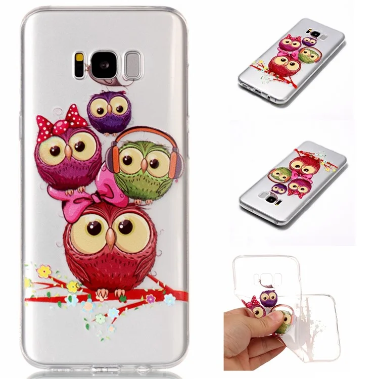 Pattern Printing Soft TPU Phone Accessory Case for Samsung Galaxy S8 G950 - Owls