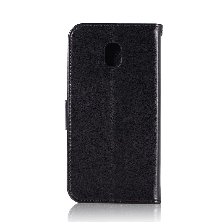 Owl Dream Catcher Imprinted PU Leather Wallet Stand Casing for Samsung Galaxy J3 Pro (2017) / J3 (2017) EU Version - Black