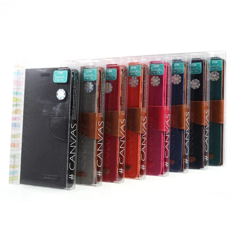 MERCURY GOOSPERY for Samsung Galaxy J7 Plus / C8 Canvas Diary Stand Leather Wallet Case - Red