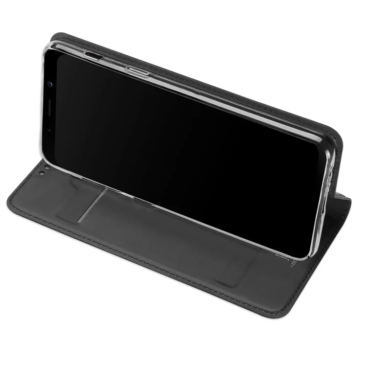 DUX DUCIS Skin Pro Series Card Slot Stand Leather Casing for Samsung Galaxy A8 (2018) - Grey