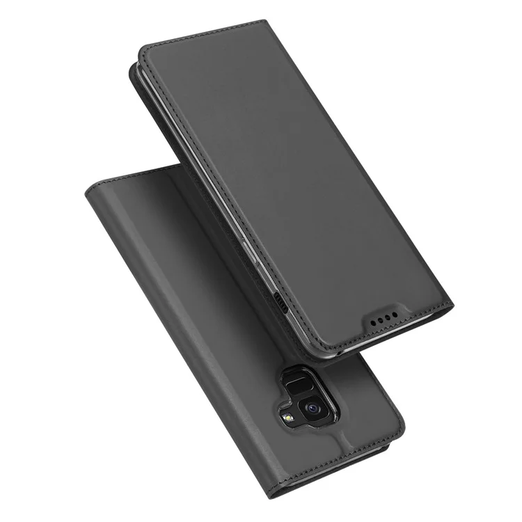 DUX DUCIS Skin Pro Series for Samsung Galaxy A8 Plus (2018) Leather Flip Case with Card Slot - Grey