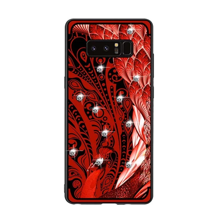 10Pcs/Set NXE Peacock Pattern TPU Protective Cover Shell with Rhinestone Decoration for Samsung Galaxy Note 8 N950 - Red