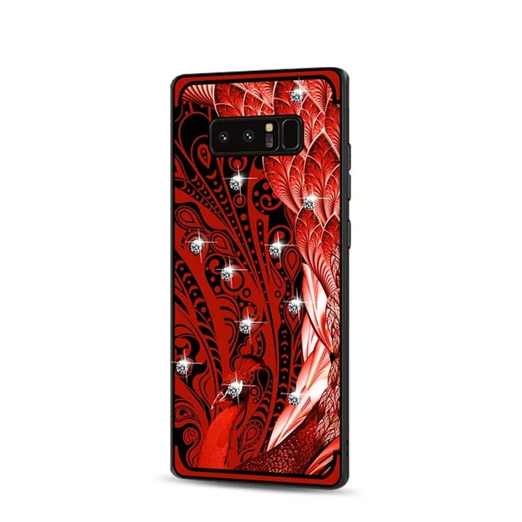 10Pcs/Set NXE Peacock Pattern TPU Protective Cover Shell with Rhinestone Decoration for Samsung Galaxy Note 8 N950 - Red