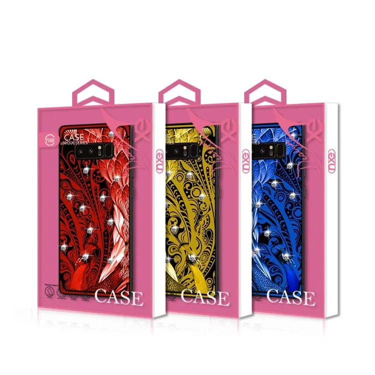 10Pcs/Set NXE Peacock Pattern TPU Protective Cover Shell with Rhinestone Decoration for Samsung Galaxy Note 8 N950 - Red