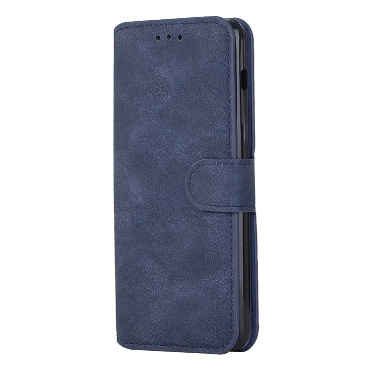 Retro Matte Wallet Leather Flip Stand Shell for Samsung Galaxy A8 Plus (2018) - Dark Blue