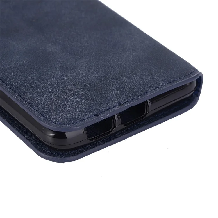 Retro Matte Wallet Leather Flip Stand Shell for Samsung Galaxy A8 Plus (2018) - Dark Blue