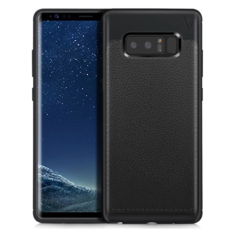 LENUO Litchi Skin TPU Back Case for Samsung Galaxy Note 8 N950 - Black