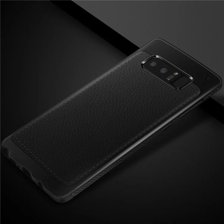 LENUO Litchi Skin TPU Back Case for Samsung Galaxy Note 8 N950 - Black