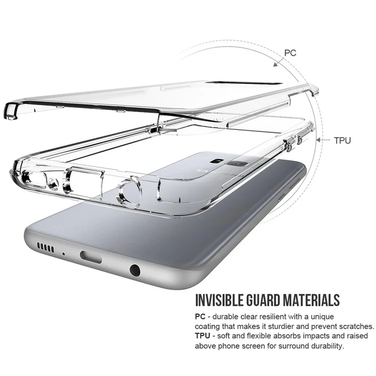 Clear PC Back + TPU Frame Hybrid Protective Cover for Samsung Galaxy S8 Plus G955 - Transparent
