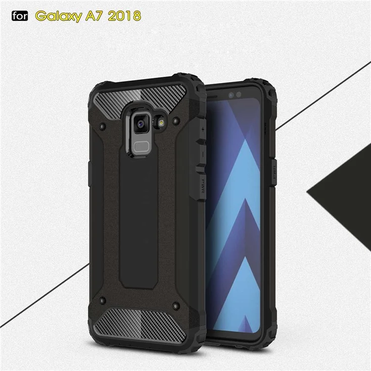 Armor Guard Plastic + TPU Hybrid Shell Case for Samsung Galaxy A8+ (2018) - Black
